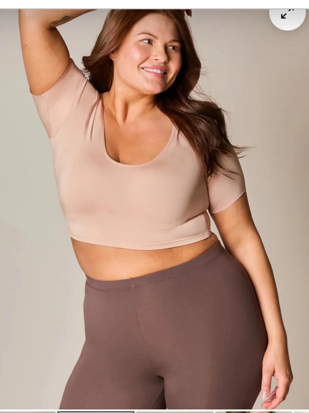 Numi The Crop Undershirt Almond M NWT Sweat Proof Short Sleeve Layer Shirt Top - Picture 2 of 14
